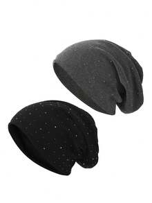 1 pieza/2 piezas Gorro elástico de mujer casual de unicolor con strass, versátil y de moda - multicolor - Ver 21