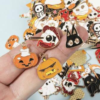 20/30/40/50pcs Assorted Fashionable Charm Enamel Drip Oil Alloy Pendants, DIY For Bracelets, Necklaces, Earrings, Jewelry Making, Holiday Jewelry Supplies