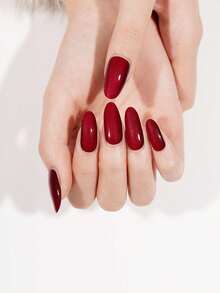 1 Box Natural UV Gel Nail Stickers, Long-Lasting Classic Christmas Red Semi-Cured 20pcs Finger Nail Gel Stickers, Easy To Apply And Remove - Multicolor - View 5