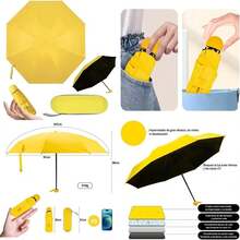 Paraguas De Bolsillo,Sombrillas Para Lluvia PortáTil Uv,Eight And Five Folds Paraguas,Unisexo,FáCil De Cargar,Bueno Para DíAs Soleados O Lluviosos,Caja de almacenaje(Amarillo) - Tipo 1 - Ver 1