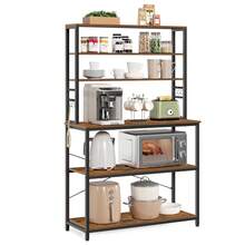 Kitchen Storage Rack, Coffee Bar, Baker's Rack, Total 6 Shelves And 6 Hooks, For Microwave, Steel Frame, Industrial, 40 X 100 X 167 Cm, Rustic Brown And Black/Oak Colour And White - Rust Brown - View 8