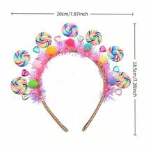 1Pcs Of "Mini Lollipop Hair Hoop" - Sweet And Lovely Candies Christmas Hair Accessory, Cute Party Photo Prop, Dreamy Holiday Outfit For Little Princesses - 粉紅色 - 查看 7
