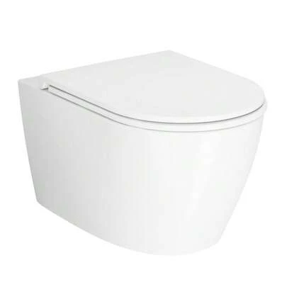 Wall Hung Toilet, Modern Wall-Mounted Toilets With Soft Closing Seat, Dual Flush Comfort Height Floating With Ultra-Thin Cover For Bathroom, White (Full Flat Toilet Seat)