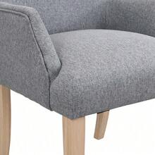 Esszimmerstuhl aus Leinen, 2er-Set mit Beinen aus Massivholz, mit Armlehnen, dickem Kissen, verstellbaren Beinen, Schlafzimmerstuhl, Küchenstuhl, Wohnzimmer-Loungesessel, Grau