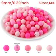 60个15mm/12mm/9mm硅胶珠组合，有黑色、红色、蓝色、粉色、黄色、绿色、橙色、棕色、紫色等组合可选，适用于手工DIY制作、钥匙扣配件等 - 彩色 - 查看 35