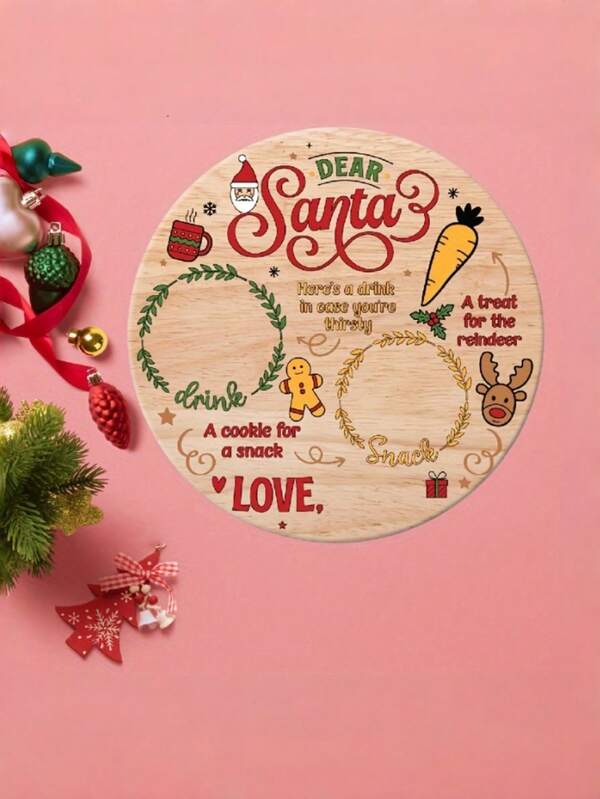 1pc Christmas Atmosphere Wooden Santa Claus Gingerbread Man Wooden Plate Christmas Party Decor