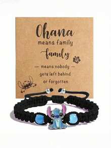 1pc Blue Knitted Bracelet, Cartoon Handmade Woven Wristband, Suitable For Daily Wear Or Event Gift