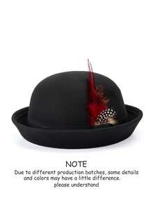 1 pieza Sombrero de playa unisex de protección solar de unicolor, casual, de poliéster (poliéster) con plumas naturales, adecuado para todas las estaciones