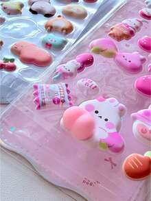 3D Butt-Shaped Stickers, Cute Bear & Rabbit Designs, Children's Gift, Squeeze Toy, Stress Relief, DIY Phone Case Decor