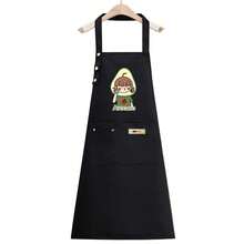 Unisex Adjustable Apron With Multiple Pockets - Polyester, Non- Fabric, Lightweight 140g/M² - Ideal For Cooking, BBQ, Baristas & Kitchen Use - Stylish Black Chef Apron With Fruit Design, Grill Accessorie - 酪梨021 - 查看 7