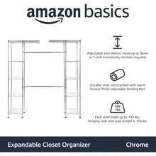 Basics Expandable Metal Hanging Storage Organizer Rack Wardrobe With Shelves 36cm X 147203cm X183cm Chrome