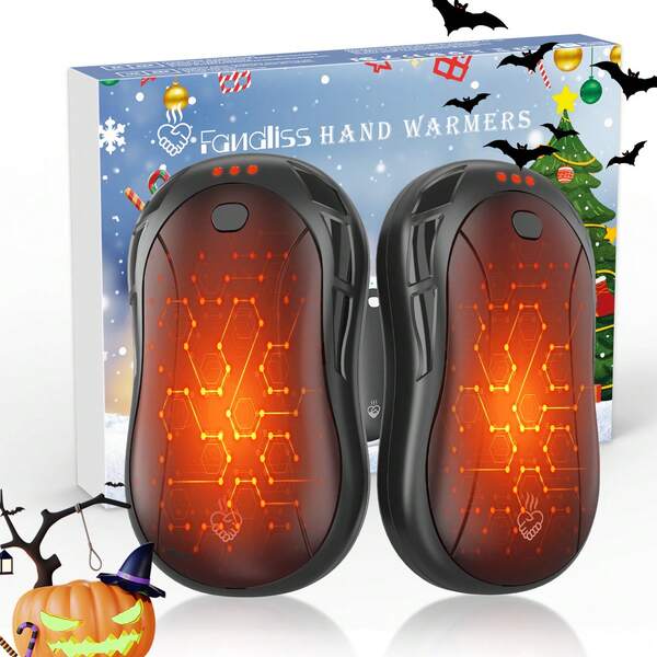 2-In-1 Magnetic Rechargeable Hand Warmer, Portable Double-Sided Heating Pack, Keeps Warm For 8-23 Hours, 2 X 3000mAh Batteries, Ideal For Winter Skiing, Outdoor Camping, Halloween, Christmas Gifts, Convenient Heating Device For Snowy Weather