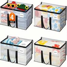 6PCS Clear Heavy Duty Moving Bags With Reinforced Handles And Double Zippers - Extra Large Storage Organizers For Clothes, Sheets, Toys - Clear And Blue Design For Easy Visibility, Perfect For Home Organization And Moving Essentials, Clothes Organizer Storage, Space Saver Bags - trắng - Xem 7