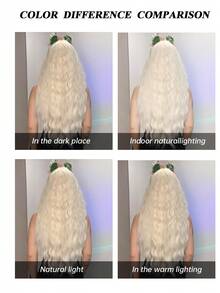 Platinum Blonde Long Wavy Wig With Bangs - 28 Inch Long Curly Synthetic Heat Resistant Wig Hair Perfect Daily Party Holiday Cosplay Use - Gold - View 7