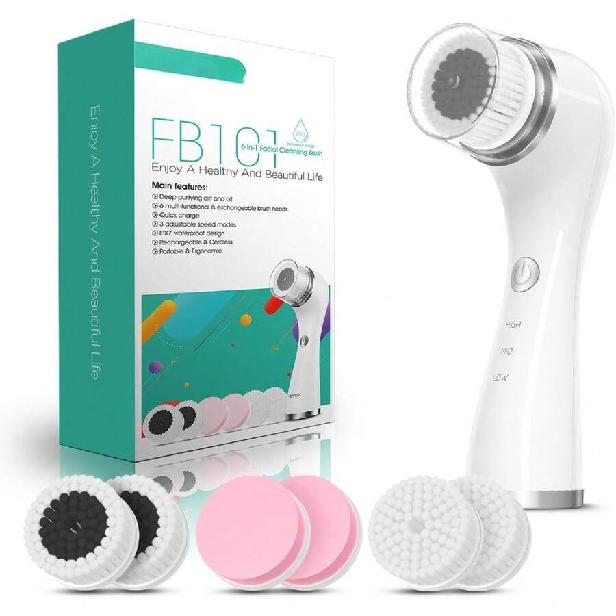 Facial Cleansing Brush Electric For Deep Skin Cleansing Face Scrubber Rechargeable For Exfoliating And Removing Blackhead Spin Face Brush For Massaging, Remove Makeup Facial Brush FB101 - Mặc định - Xem 1
