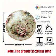1pc 8" Round Vintage Bicycle & Floral Aluminum Wall Art - Weather-Resistant Decor W/Pink Roses Old-Style Bike For Home Office,Room Decor,Halloween Decor,Home Decor,Bathroom Decor,Bedroom Decor,Kitchen Decor,Wall Decor,House Decor, Room Decoration Stuff,Living Room Decor - Nhiều màu - Xem 8