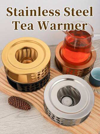 1件套茶壶保温器，不锈钢保温器，优质茶艺用品，理想礼品，加厚不锈钢材质，经久耐用，不锈钢茶具套装，茶壶保温器，包含小烛台和燃烧器，金属茶壶加热器，不锈钢烛台。适用于玻璃茶壶、钢茶壶、陶瓷茶壶和其他耐热容器。用于加热茶、咖啡和牛奶。通用茶壶保温器。
