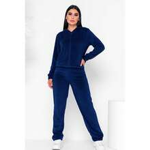 Plush Autumn Winter Cold Tracksuit Set Women's Fashion - 藍色 - 查看 1