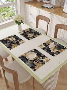 1pc Christmas Floral Table Runner, Christmas Decor Table Runner, Christmas Linen-Like Table Runner, Table Runner, Table Runner, 1pc Table Runner, 4pcs Placemats, 1pc Pillow Cover, 3 Products Available, Seasonal Home Decor Indoor & Outdoor Party Supplies, Winter Home Decor, Christmas Decoration, Christmas Room Decor, Christmas Party Decoration