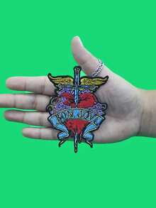 1PC Bon Jovi Heart & Patch Wings Sword Roses Embroidered Iron On - Multicolor - View 3