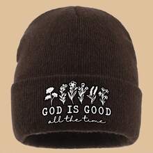 1pc "GOD IS GOOD All The Time" English And White Floral Printed Cap, Lightweight, Comfortable, Stylish, And Beautiful.A Vintage Cap For Truck Drivers, Unisex For Work And Commuting, Warm Hat For Couples, Suitable For Sports Events, Fitness - Army Green - View 2