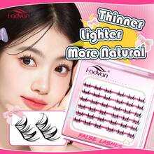 FADVAN New Comic Cluster Lashes One-Piece Eyelash Extensions Cat Eye Rabbit Eye Fawn Eye Natural Premade Fans - Black - View 13