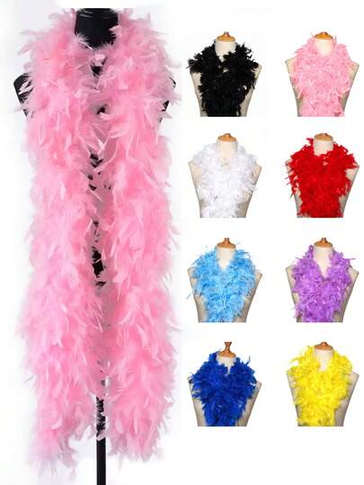 Feather Scarf, DIY Party Decorations, Colorful Feather Scarf, Scarf Decorations, Women's Faux Feather Scarf - Vintage Style Polyester And Spandex Blend, Suitable For Birthday Party, Halloween, Christmas, Races, Afternoon Tea, New Year's Eve, Concerts, Home Decor, Dance Weddings, Stage Performances, Carnival Costumes And Accessories, Party Supplies