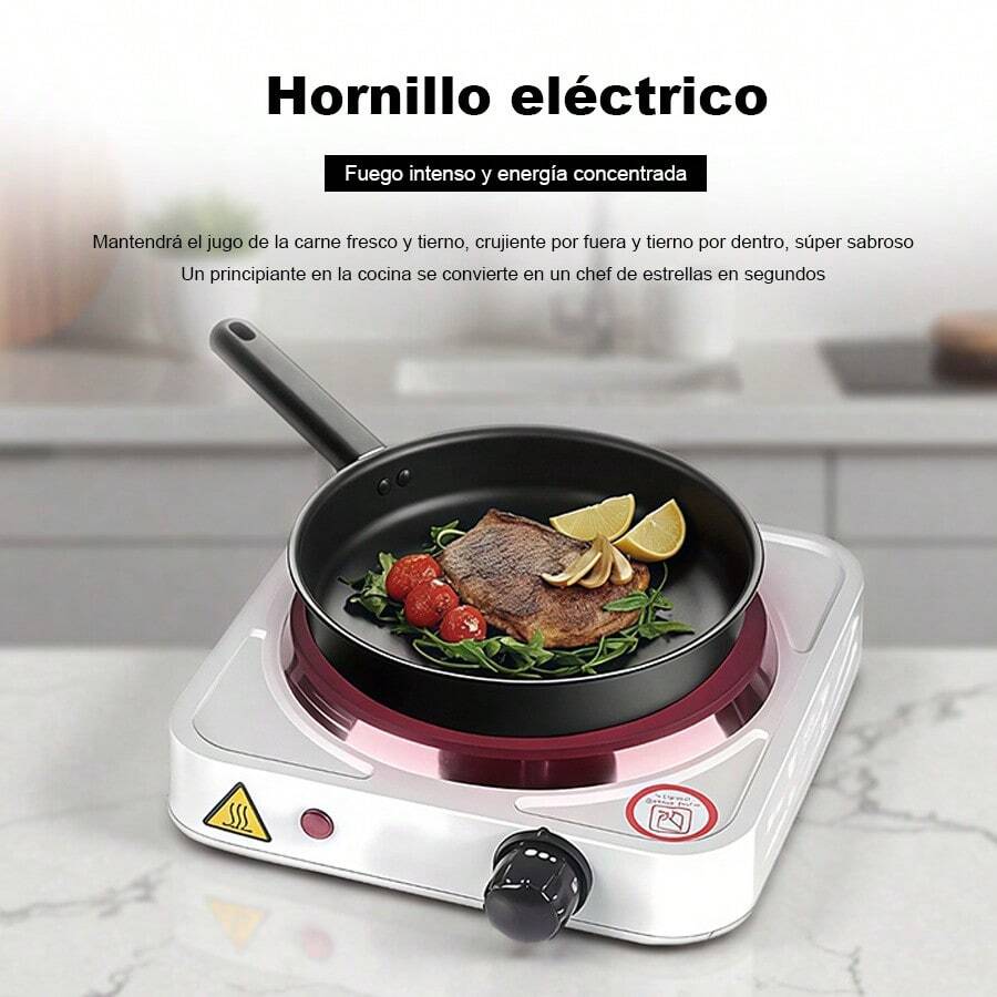 Electric Grill, Black Flat Disc, Adjustable Temperature Control, Even Heat Distribution, Non-Stick Surface, 5 Heating Levels, Indicator Light, Portable And Compact. - US A Type Plug(110-127V) - View 1