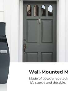 Mailbox, Wall-Mounted Lockable Post Letter Box With Viewing Windows, Nameplate, And Keys, Easy To Install, Grey/Black - Dark Grey - View 4