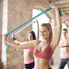 - Correa elstica para yoga, correa elstica para estirar, multibucle para fisioterapia, pilates, yoga, ejercicio de danza y gimnasia y banda elstica flexible para pilates - azul - Ver 8