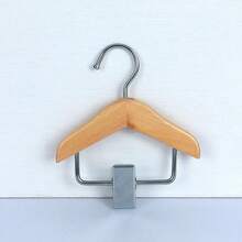 Mini Wooden Children's Clothes Hanger With Clips, Wooden Clothes Display Rack With Pant Clips
