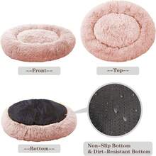 Calming Dog Bed (S/M/L/XL) For Medium And Large Dogs, Comfortable Faux Fur Donut Cuddler Up To 15/30/50/90lbs - Đỏ - Xem 4