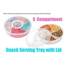 1个带盖水果零食托盘，30.99厘米水果盛放容器，5格圆形开胃菜盛盘，适合派对使用 - 白色 - 查看 7