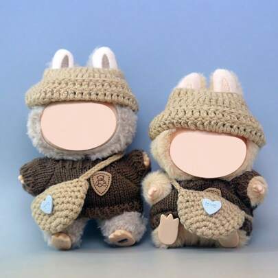 1 Set Fashionable Clothing Sets Suitable For Labubu (Without The Doll), Hand-Woven , Cute Clothes, Hats, DIY Fashionable And Interesting Accessories, Suitable For Daughter's Birthday, Anniversary, And Holiday Gifts, Christmas Gift