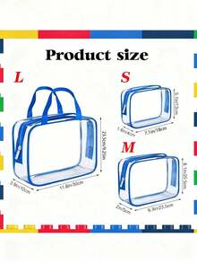 1/3 件透明玩具收纳袋，玩具收纳和存储，可重复使用的透明 PVC 棋盘游戏收纳，带拉链的旅行收纳袋，用于积木、拼图、书籍 - 藍色 - 查看 7