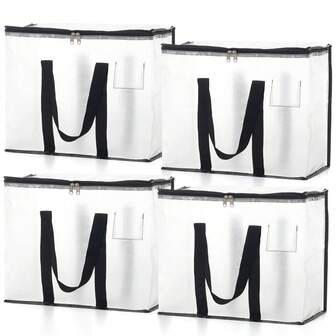 4-Pack Storage Bag Organizer Set Space Saving Foldable Design L38x24x8cm Packaging Lightweight