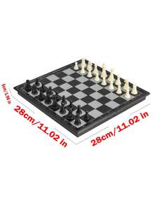 1pc Handmade Wooden Folding International Chess Set, Mini 9.44X9.44/11.41X11.41 Inches Handcrafted Game Board For Storage, 3-In-1 Chess Board Game (Chess, Checkers, Backgammon), Suitable For Adult Beginners