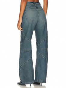 Women's Streetwear Barrel Jeans | High Waisted Boyfriend Wide Leg For Urban Style | Retro Loose Fit Denim - Màu xanh đã rửa - Xem 4