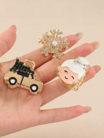 3pcs Christmas Snowflake & Santa Claus Element Hair Clips, Suitable For Daily Wear, Great As Gifts Elegant Claw Clip Winter Hair Accessories Fashion Hair Clutch