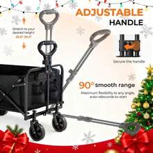 Portable Heavy Duty Wagon Cart – Foldable Collapsible Utility Cart With All-Terrain Wheels For Beach, Shopping & Sports (Black) - 黑色 - 查看 3