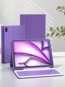 Keyboard Case For IPad (A16) 11th Generation 10th Generation, 7th/8th/9th, Air 4th/5th/(M2) 2024 / (M3) 2025, Pro 11 (2018/2020/2021/2022) With PU Leather Cover, Detachable Wireless Keyboard Battery 150mAh & Built-In Pencil Holder, Lilac Purple