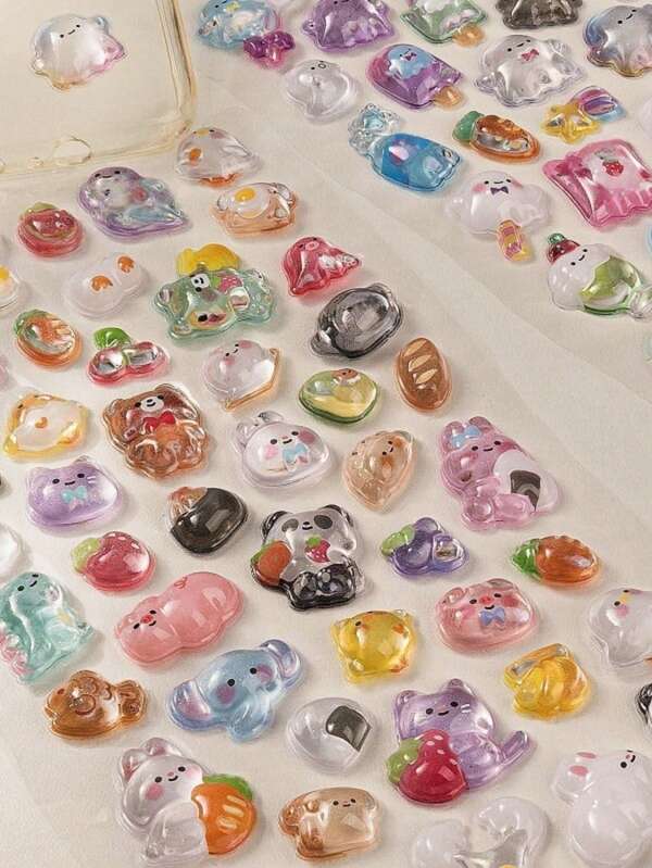 3D Cute Holographic Embossed Style Stickers 3D Cartoon 3D Stickers Valentine's Day Party Series, Student Rewards, Holiday Gifts, Cute DIY Phone Case, Notebook, Shaking Stickers 3D Embossed, 3D Glitter Stickers - 3D Cartoon Reward Stickers - Decorations For Phone Cases, Backpacks, Cups, Scrapbook Supplies