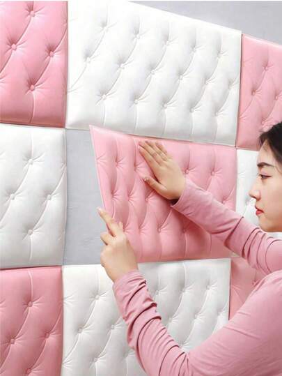 3D立体压纹自粘XPE泡沫墙纸，防水防潮仿皮纹理，床头防撞软垫墙贴，可重复使用和裁剪，适用于卧室和客厅墙面装饰，隔音加厚墙面