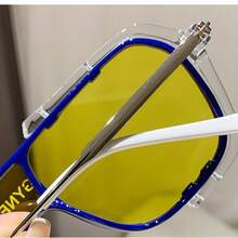 Unisex Slimming Fashion Glasses - Irregular Mirror Gradient Yellow Blue, Half Frame Design, Lightweight Decorative Glasses Suitable For Clubs, Street Photography, Parties And Festivals (Christmas, Lunar New Year, Carnival),  Glasses, Durable Glasses, Clear Vision Glasses - Khung đen màu xám - Xem 8