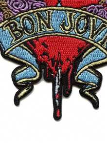 1PC Bon Jovi Heart & Patch Wings Sword Roses Embroidered Iron On - Multicolor - View 7