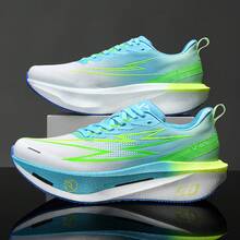 Carbon Plate Running Shoes Lightweight Cushioning Marathon Wear-Resistant Casual Sports Shoes Unisex Couple Shoes - White Green Blue - View 1