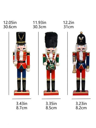 30cm Wooden Nutcracker Soldier Figurine, Christmas Decoration Ornament, Handcrafted Wooden Craft, Christmas Holiday Decor, Desk Accessory, Christmas Tree Decoration, Pink, Green, Macaron Color, Cape, Halberd, Scepter, Sword