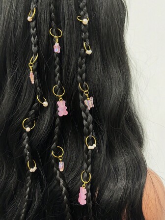 Juego de 14 piezas de accesorios para el cabello con diseño de oso de dibujos animados, adecuado para trenzas de diosa y peinados africanos