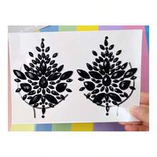 Black Body Gems Sticker Halloween Sticker Temporary Tattoo Nipple Covers Pasties Body Jewels Face Gems Festival - Black - View 8