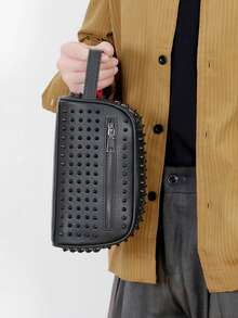 Bolso de mano con tachuelas estilo punk rock Y2K, embrague de muñeca, bolsa de muñeca unisex para viajes, regalos de Navidad, San Valentín, Halloween, Día del Padre